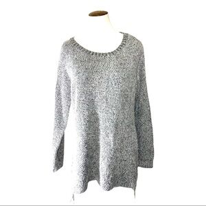 𝅺anthropologie Katsumi Soft Cozy Boho Western Fuzzy Gray Knit Fringed Sweater S